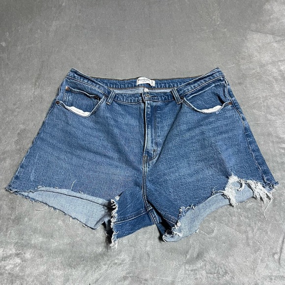Abercrombie & Fitch Pants - Abercrombie & Fitch The Mom Short Womens 34 Blue Cut Off High Rise Boho